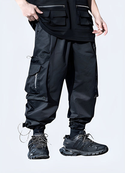 Trendy streetwear cargo pants with multiple pockets and a relaxed fit, perfect for creating stylish urban outfits in Canada.