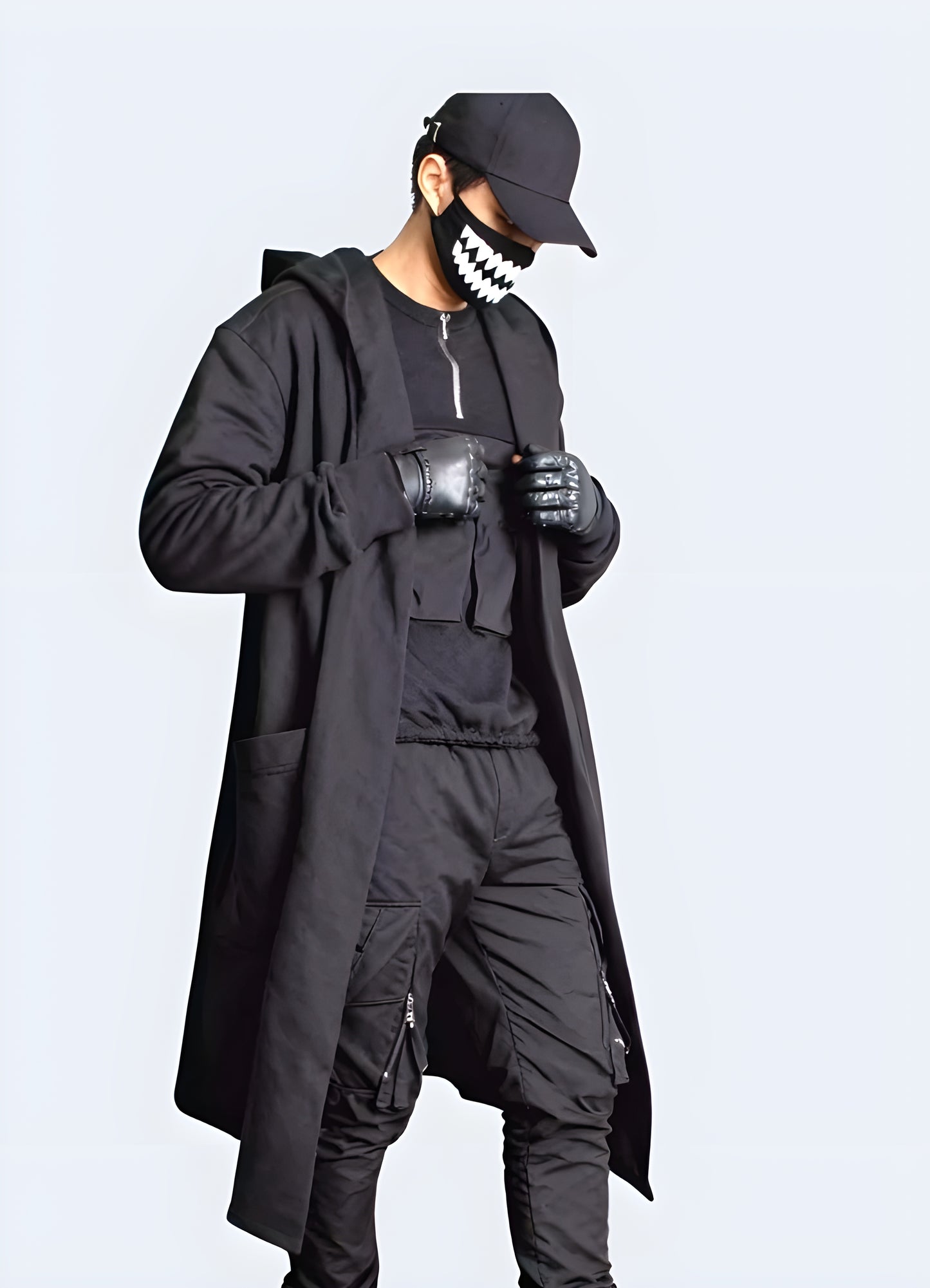 Trendy streetwear cloak with black cross with a unique design, perfect for fashion-forward individuals looking to make a bold statement in the Canada urban scene.