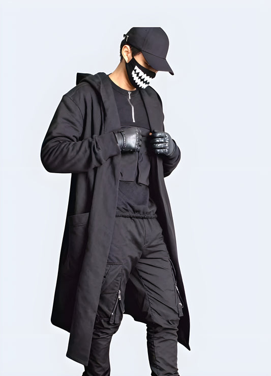 Trendy streetwear cloak with black cross with a unique design, perfect for fashion-forward individuals looking to make a bold statement in the Canada urban scene.