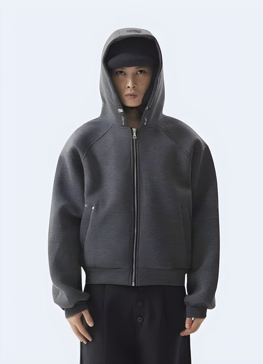 Streetwear round neck unisex zip-up hoodies available in Canada, perfect for a trendy and versatile urban look.
