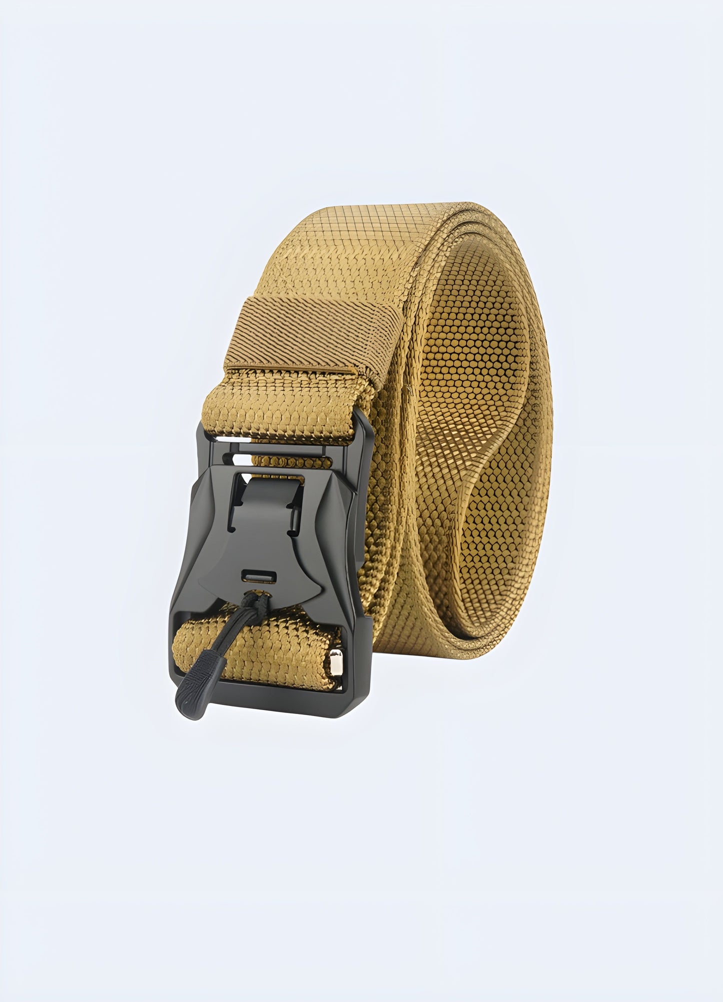 Front view of a streetwear urban belt with an abstract pattern, showcasing a bold and modern design inspired by Canadian urban fashion.