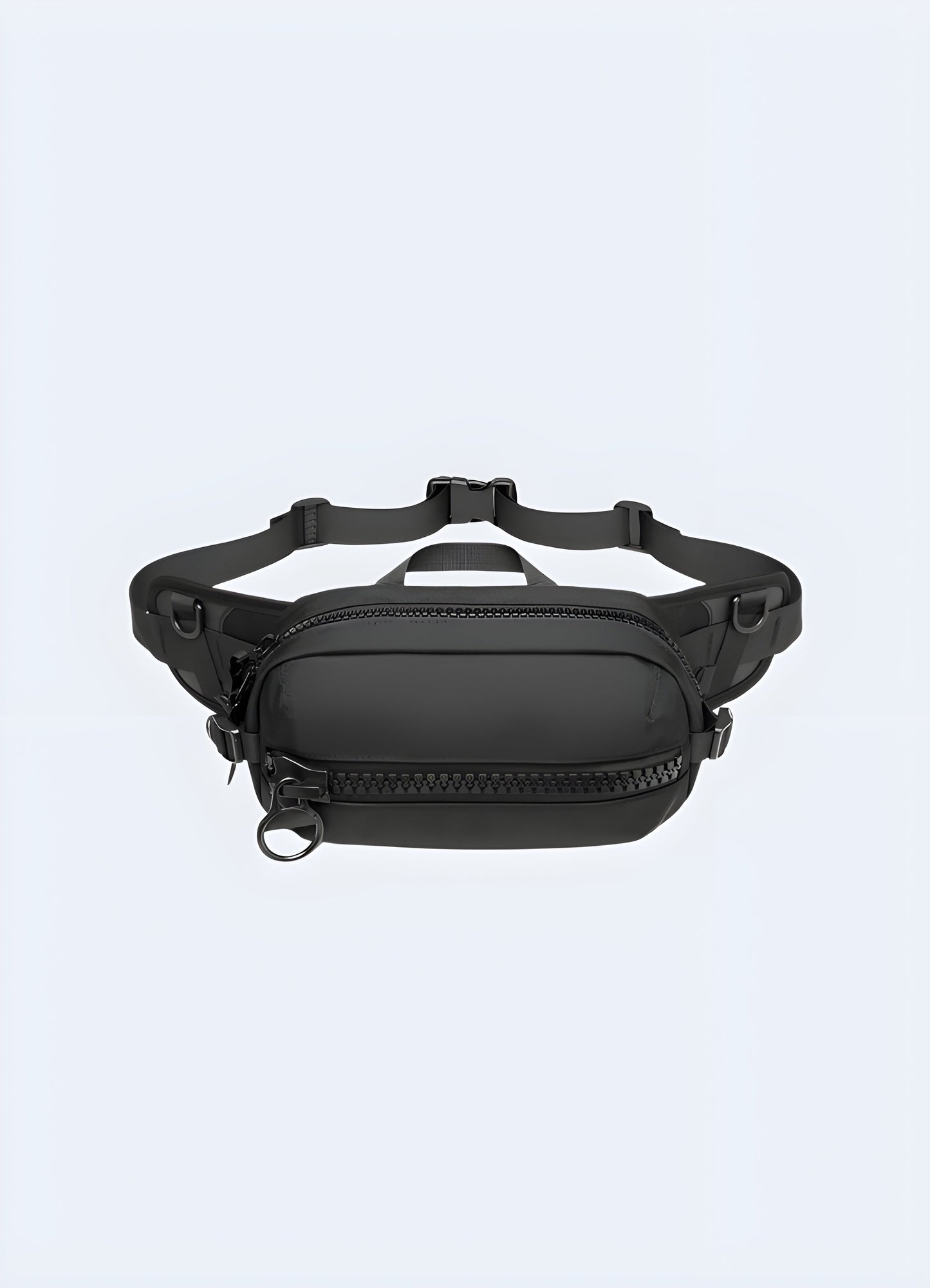 Front view of a survival fanny pack, featuring multiple compartments, durable material, and a secure buckle closure Canada.