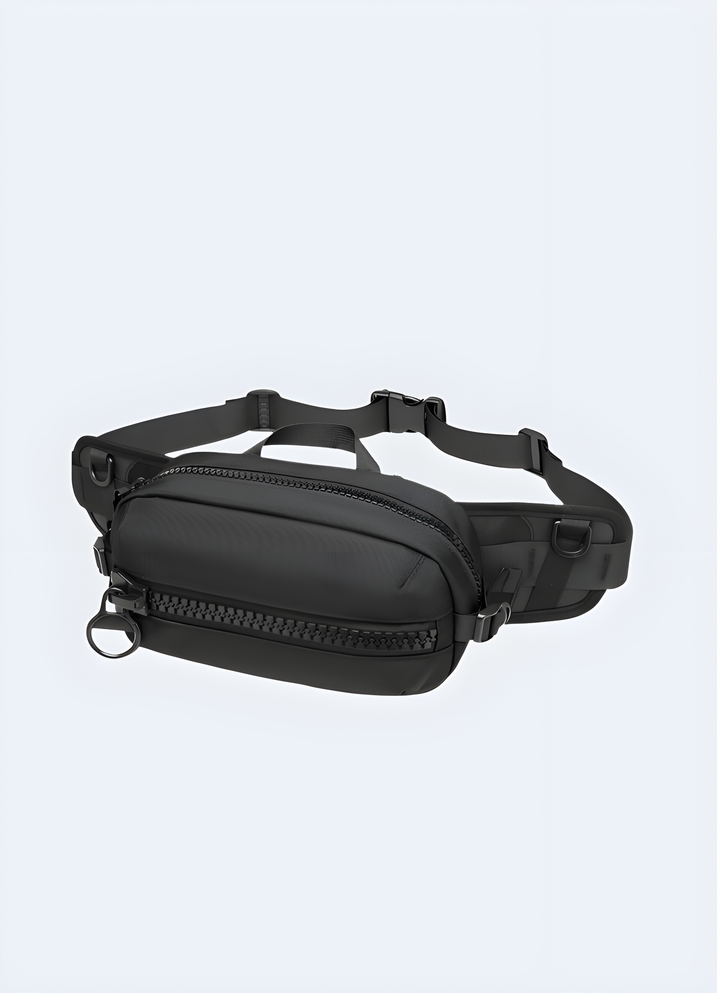 Side view of a survival fanny pack, showcasing its compact design, adjustable strap, and rugged construction Canada.