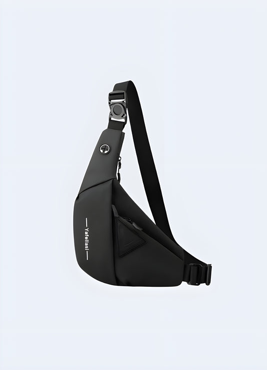 Front view of a tactical crossbody bag, featuring a rugged design with multiple compartments, durable materials, and an adjustable strap Canada.