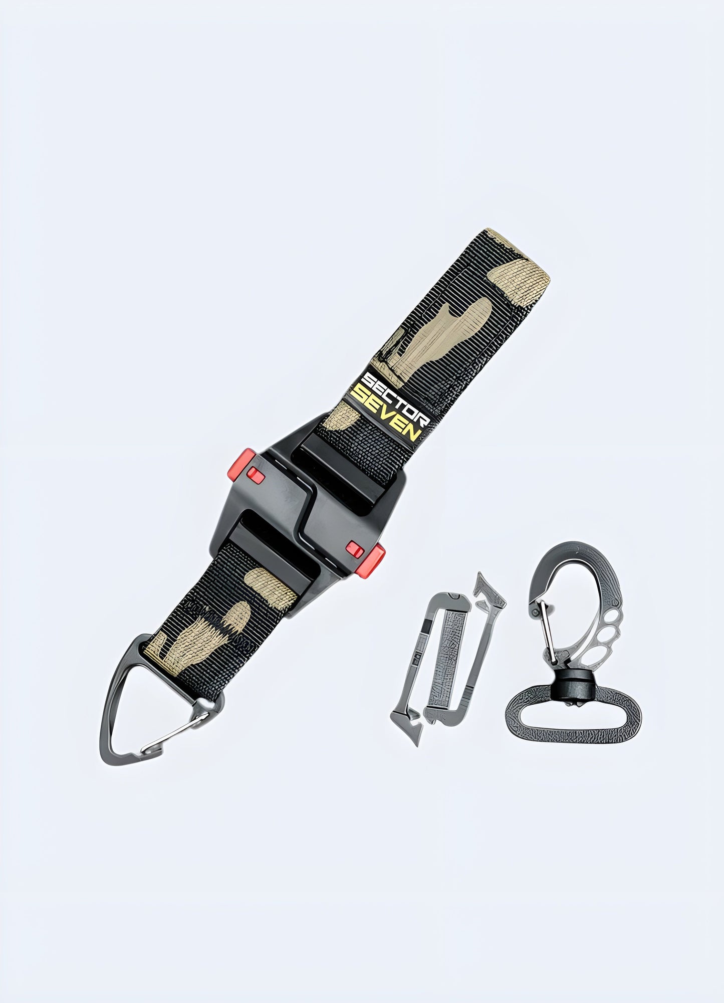 A black tactical multi-purpose triangle tool suitable for various outdoor and tactical applications in the Canada.