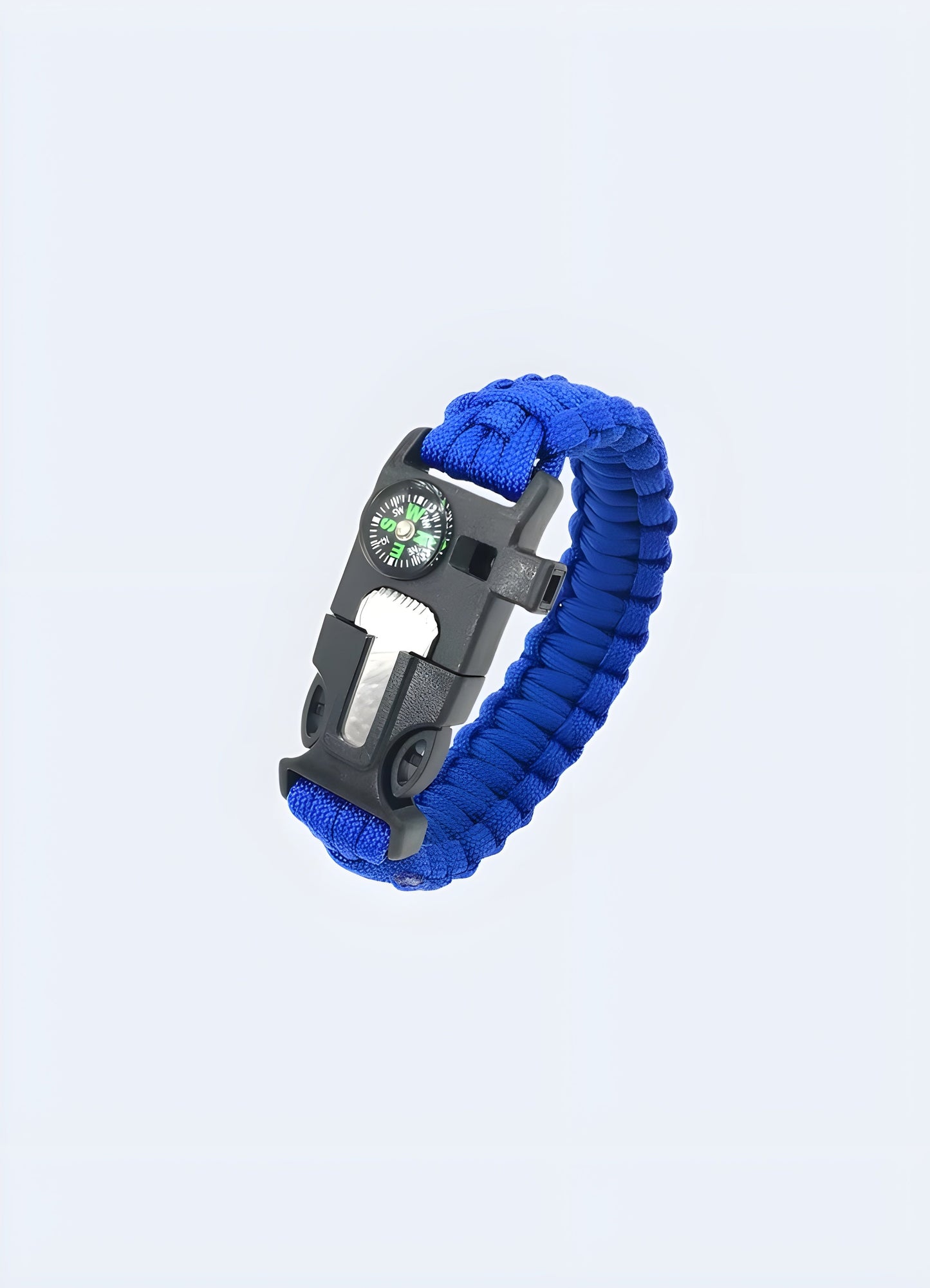 Royal blue tactical paracord bracelet, offering a bold and practical accessory for Canada outdoor enthusiasts.