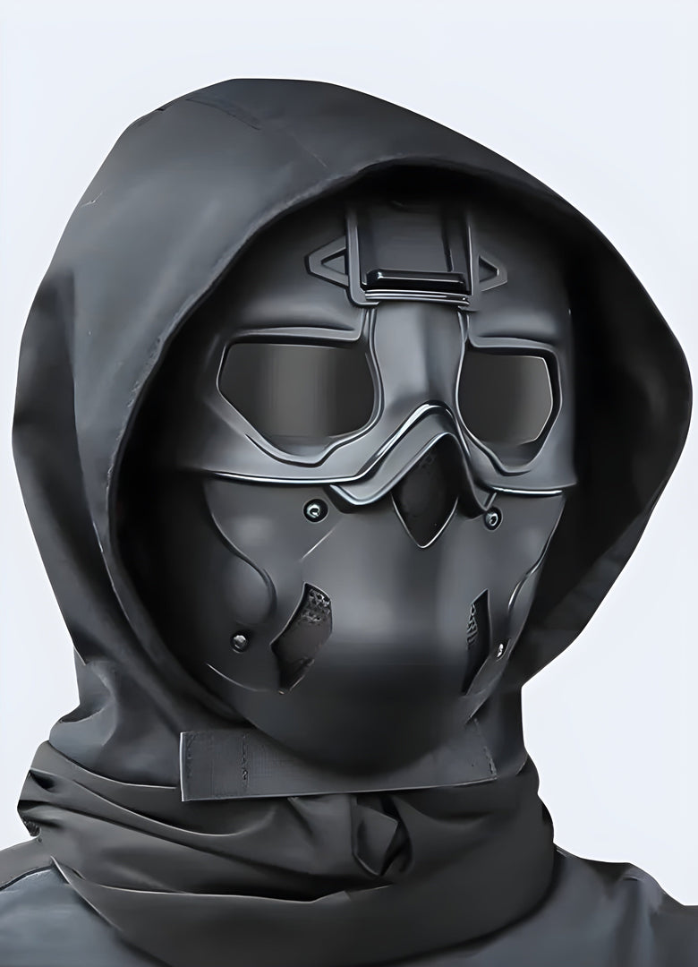 Side view of the tactical wild mask, highlighting its rugged design and modern features. Ideal for those seeking both style and functionality Canada.