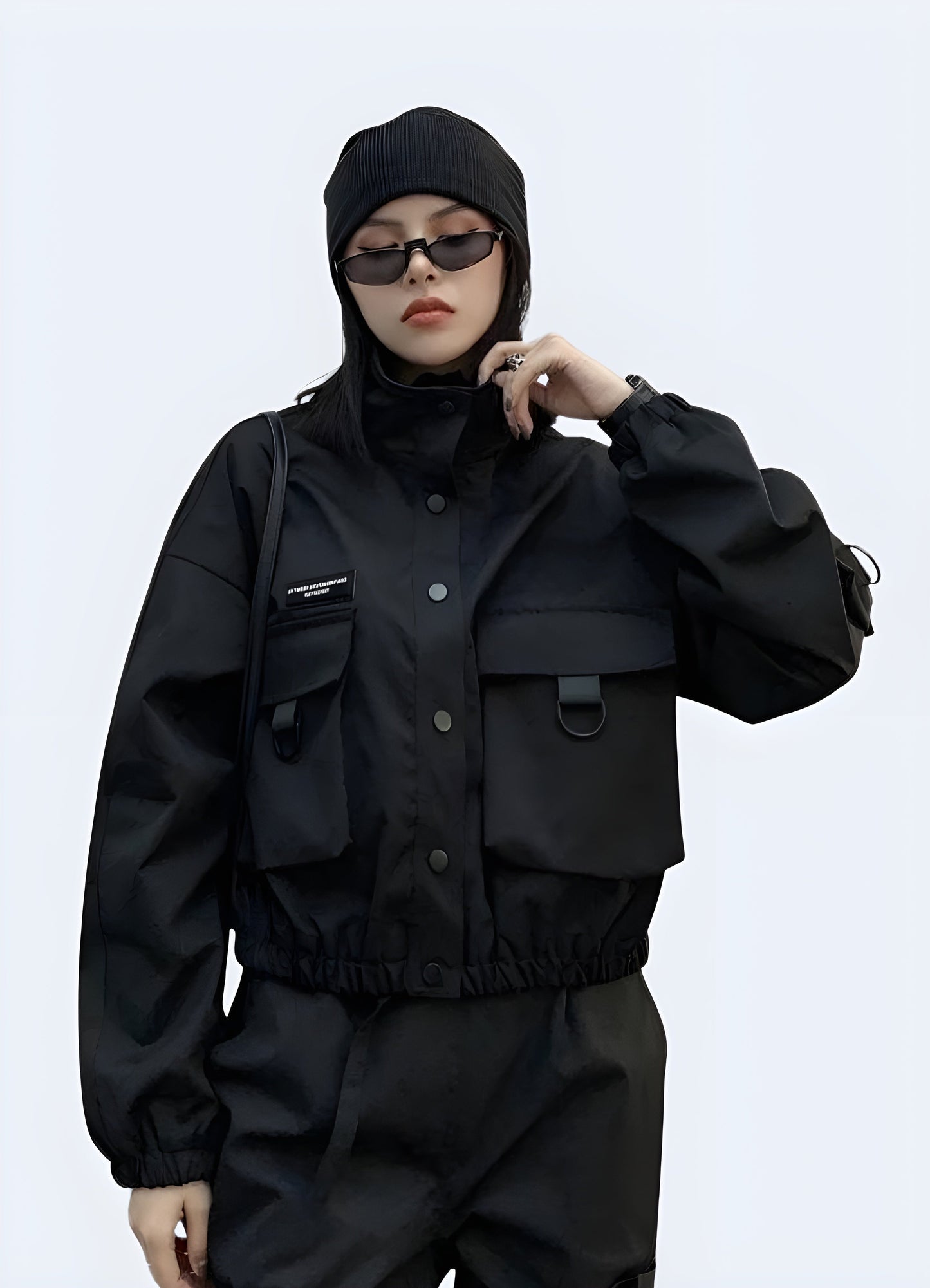 Stylish black tachwear black tectical bomber women designed for urban exploration and modern fashion in the Canada.