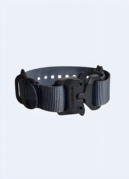 Statement techwear bracelet with a wide, stainless steel cuff for a bold, modern look Canada.