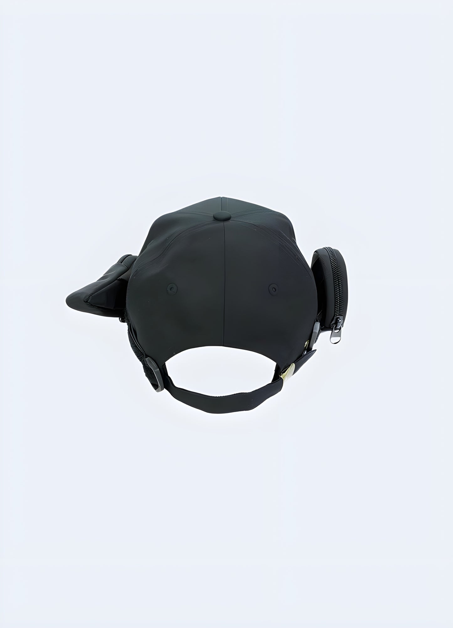 A techwear baseball cap with a functional buckle pocket, shown from the back to highlight the cap’s structure and the innovative design of the pocket Canada.