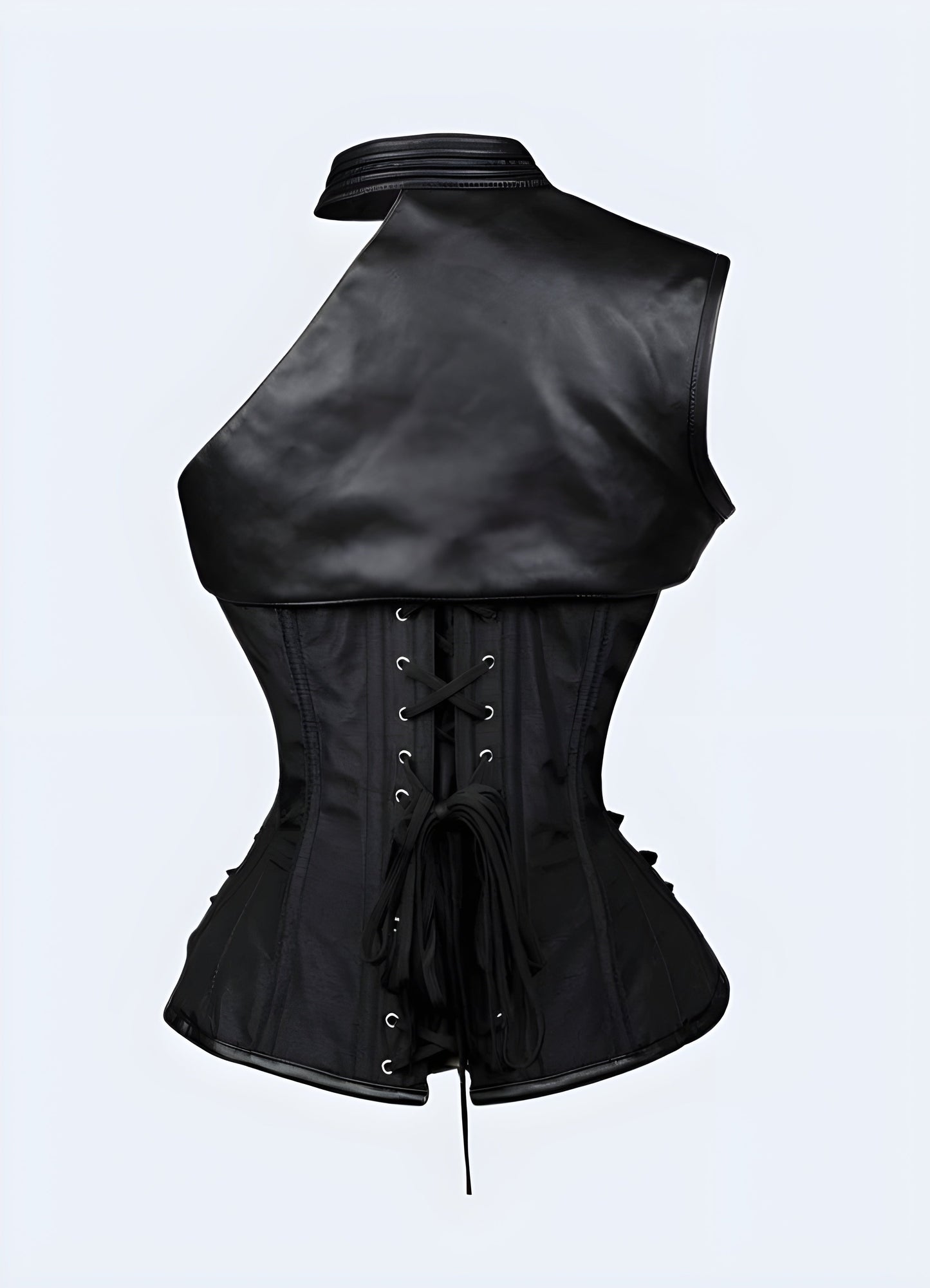 Back view of a stylish techwear corset, highlighting its distinctive tech-inspired elements and contemporary appeal for Canada techwear fans.