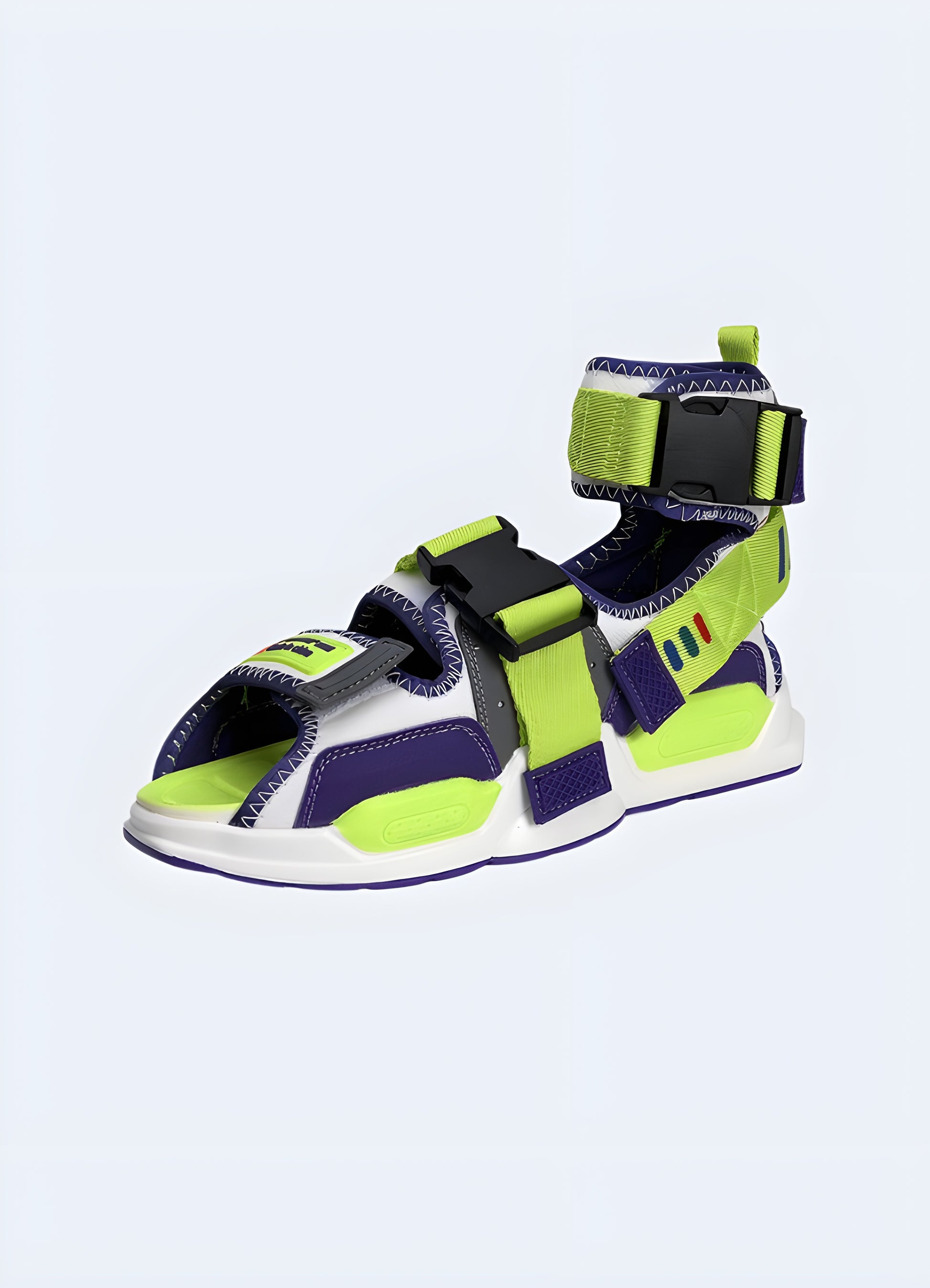 Techwear cyberpunk sandals, side view, available in Canada, showcasing their futuristic design and cutting-edge style.