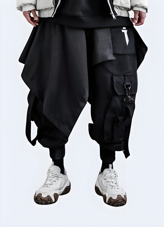 Comfortable and stylish techwear harem pants, offering a unique blend of functionality and fashion for urban enthusiasts in Canada.