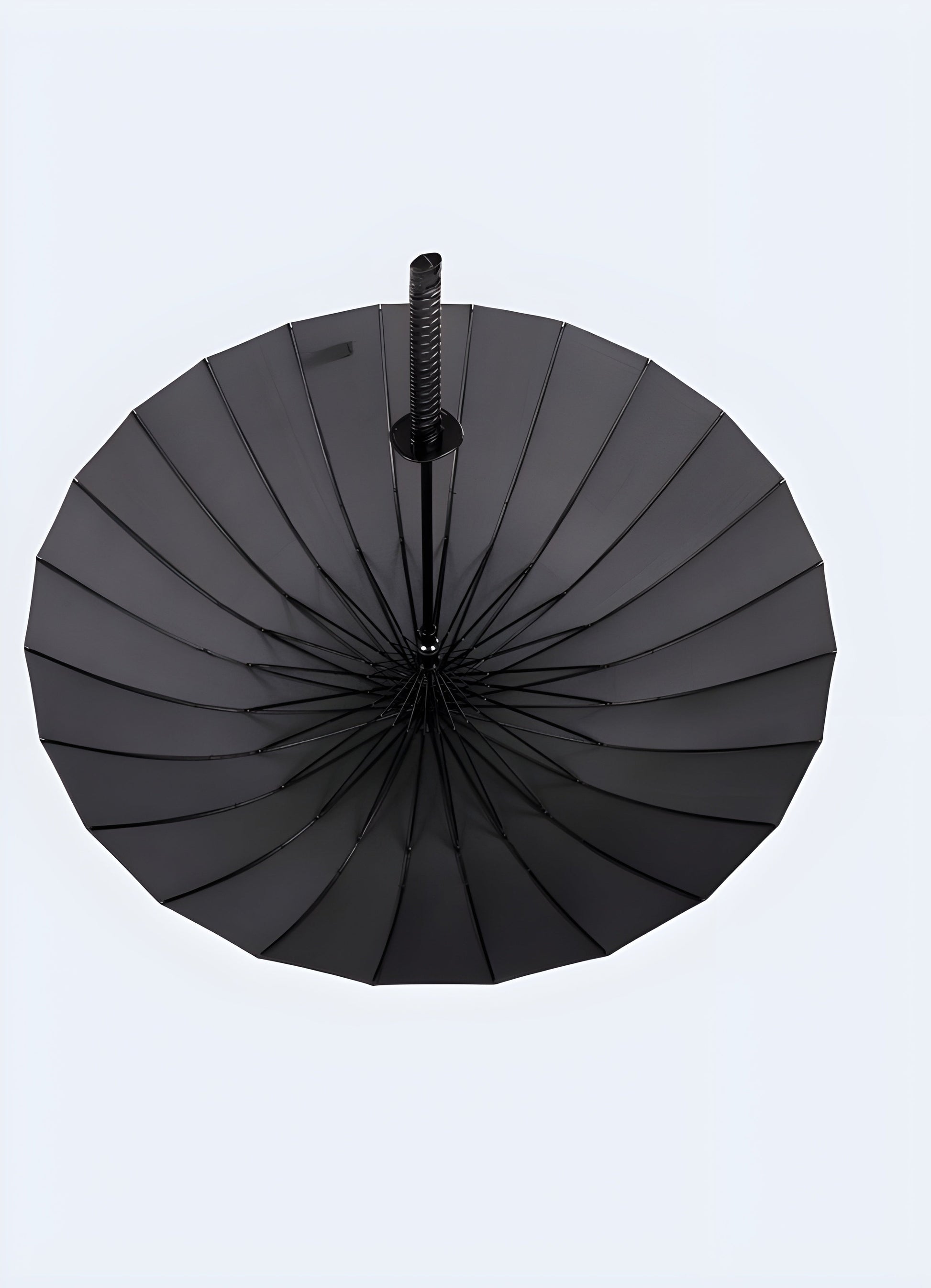 Front view of a techwear katana umbrella with 24 ribs, available in the Canada.