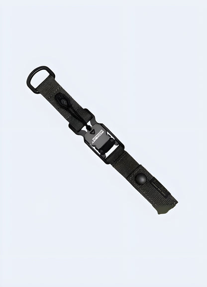 Front view of the techwear magnetic Fidlock key holder showcasing its durable construction and easy-to-use magnetic buckle Canada.