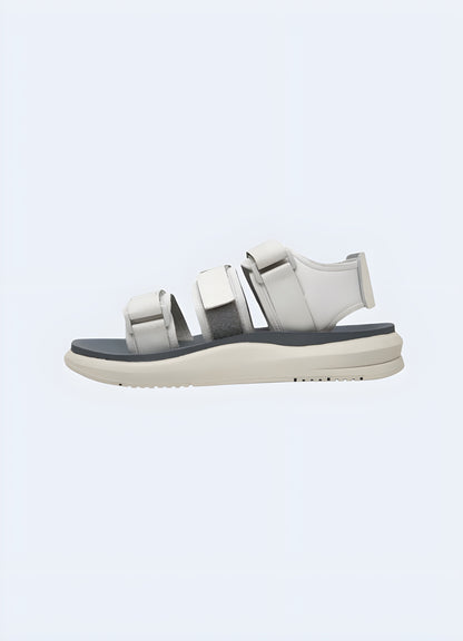 Techwear minimalist sandals, side view, available in Canada, showcasing their streamlined silhouette and modern aesthetic.