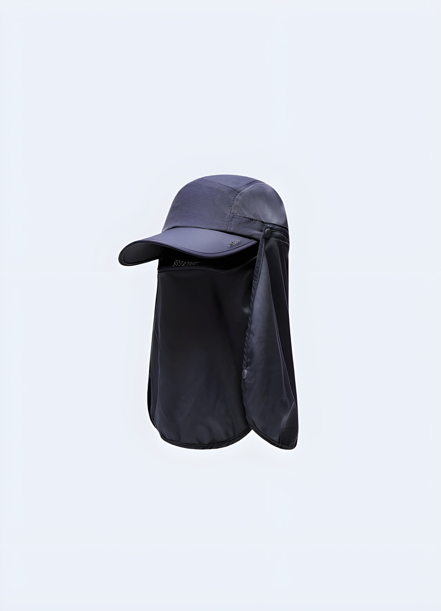 The cap showcases a dark grey color with a practical neck flap, designed for enhanced protection and style Canada.