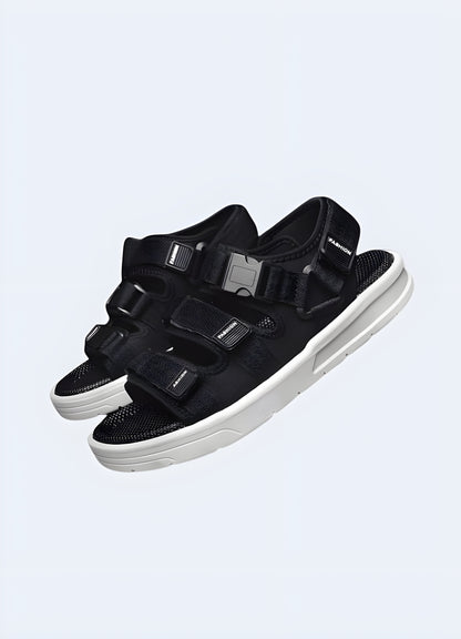 Techwear sandals with platform side view available in Canada, showcasing their unique style and comfortable fit.