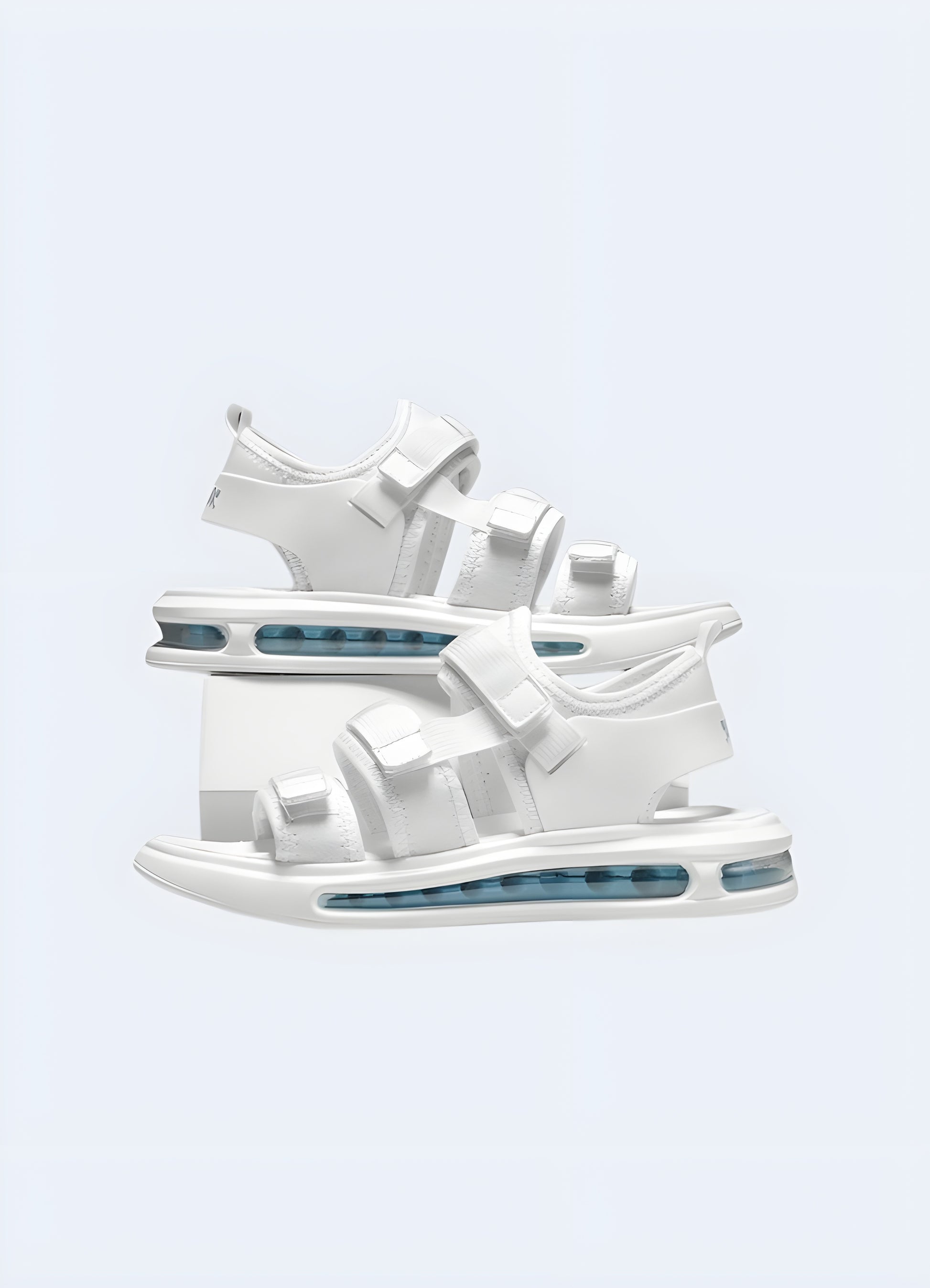 Techwear sandals in white, side view, available in Canada, showcasing their minimalist style and comfortable fit.