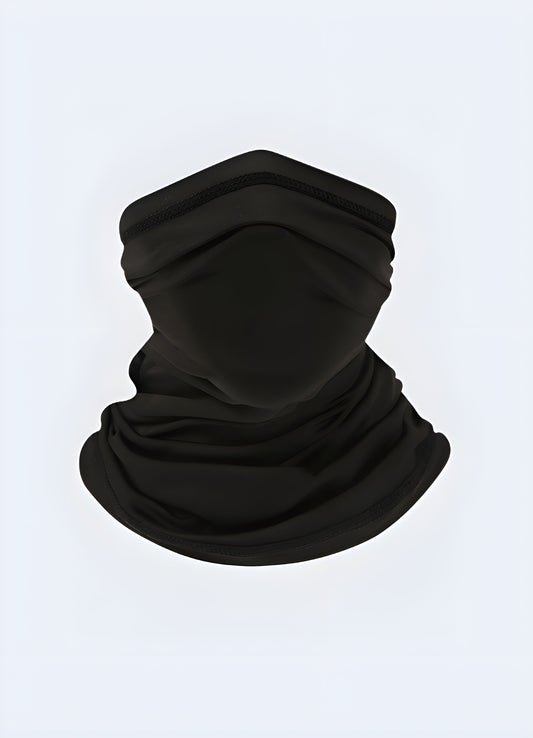 A stylish black techwear scarf perfect for adding a touch of sophistication to any outfit in the Canada.