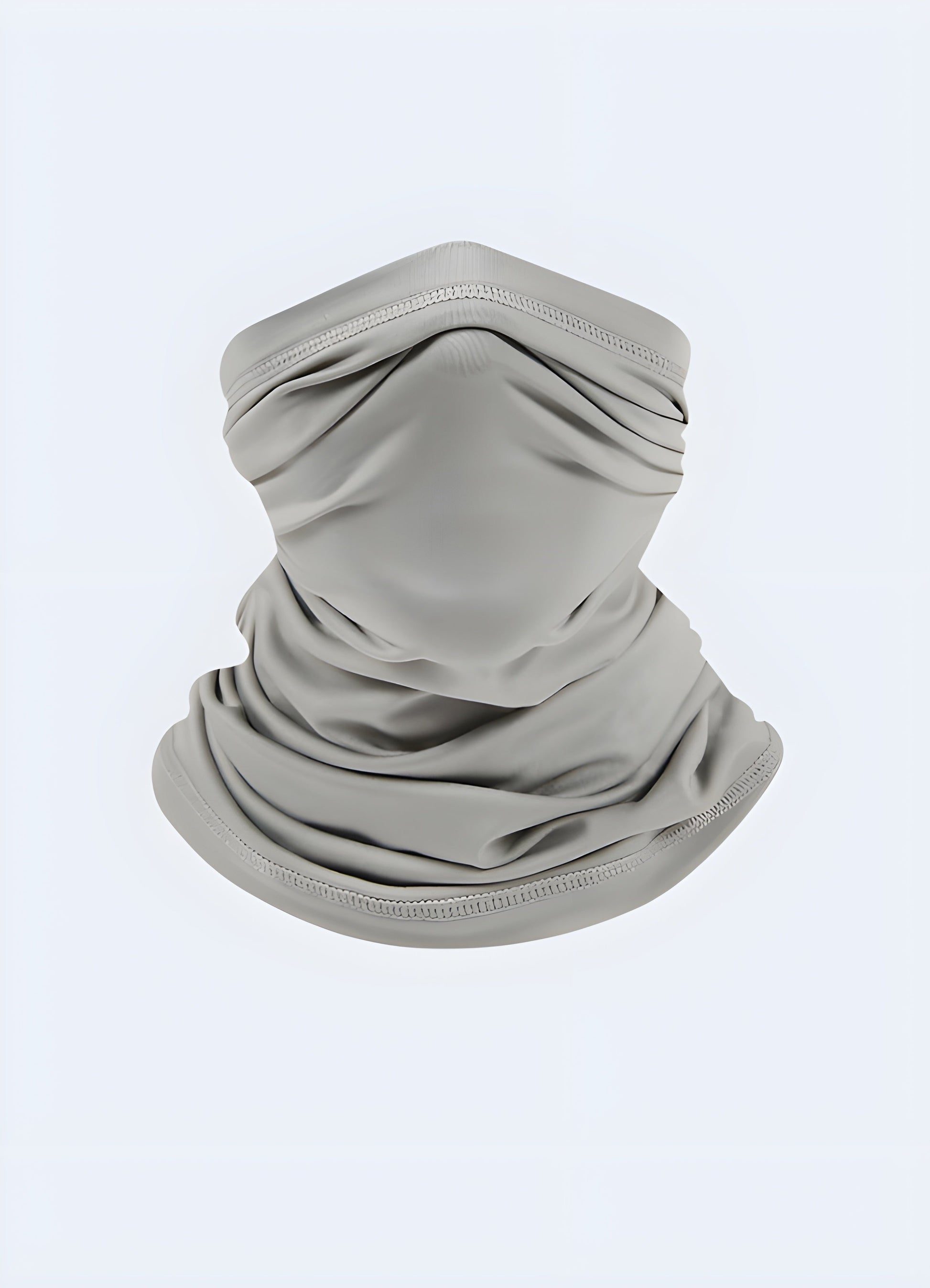 A versatile grey techwear scarf showcased in a front view, perfect for complementing various styles in the Canada.