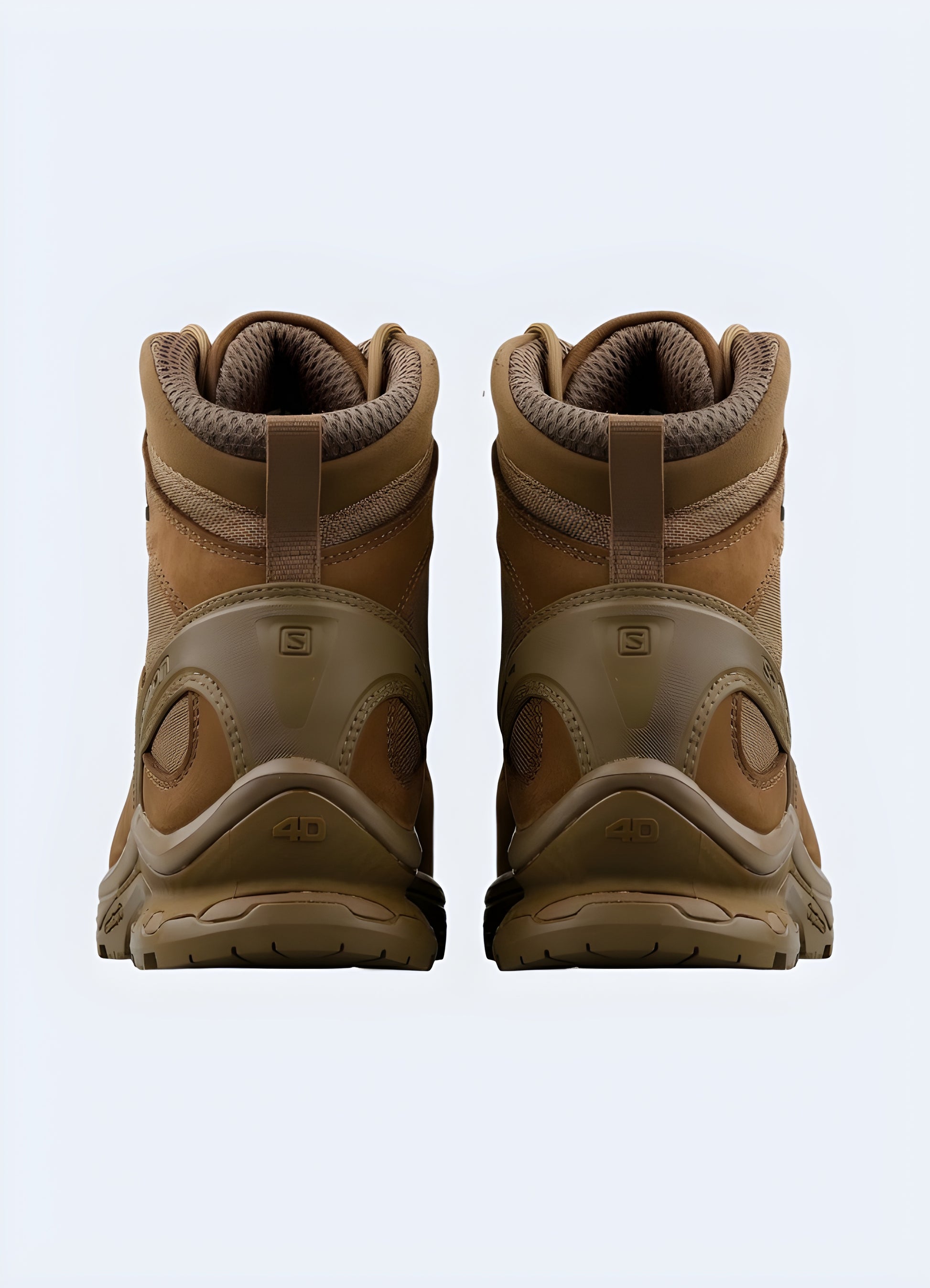 Front and side view of white techwear snow boots, highlighting the sleek silhouette, technical features, and stylish white color option for a fashionable winter look Canada.