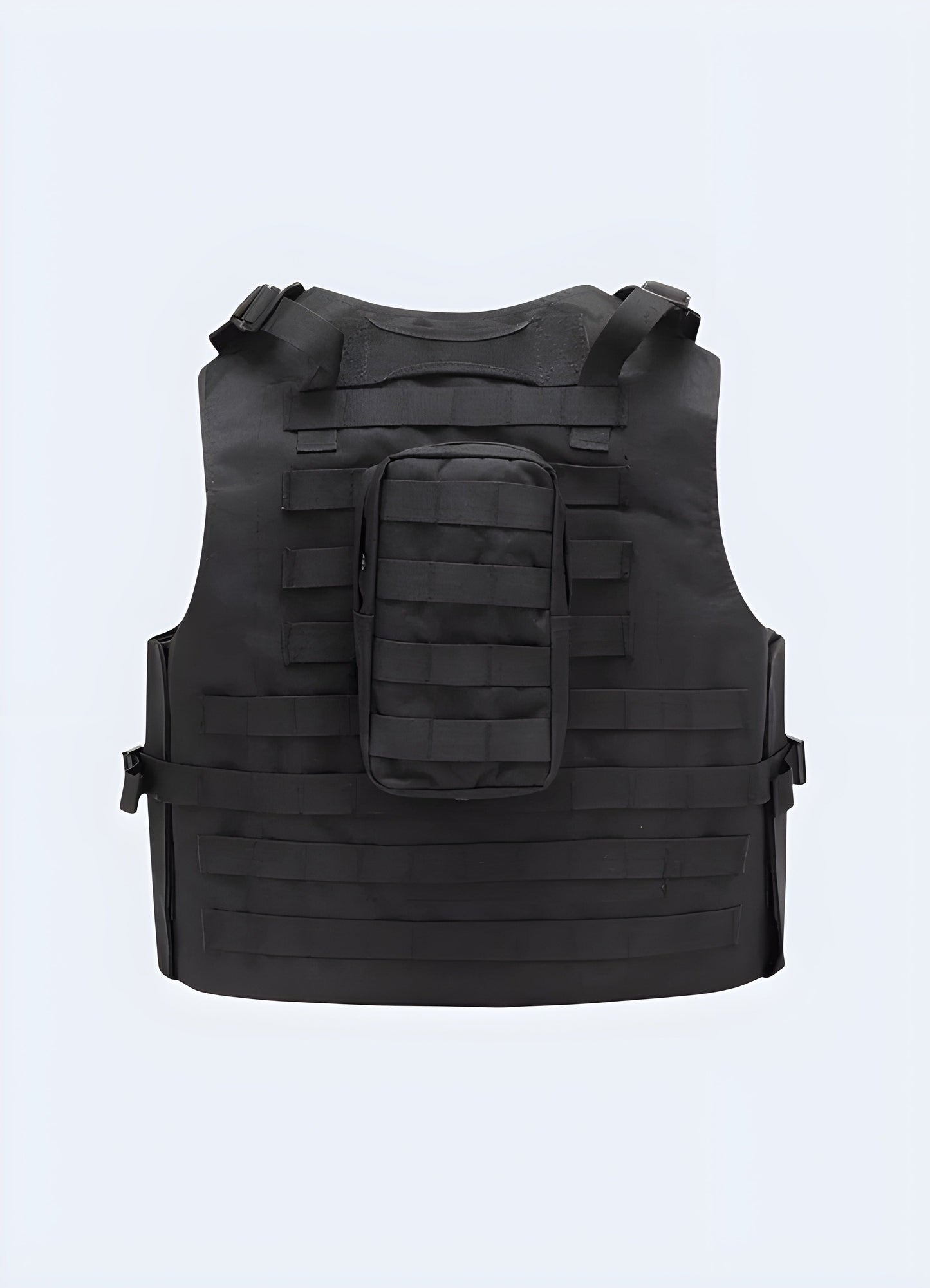 Back view of a techwear tactical vest, showcasing its sleek design and practical features, perfect for the Canada's urban landscapes.