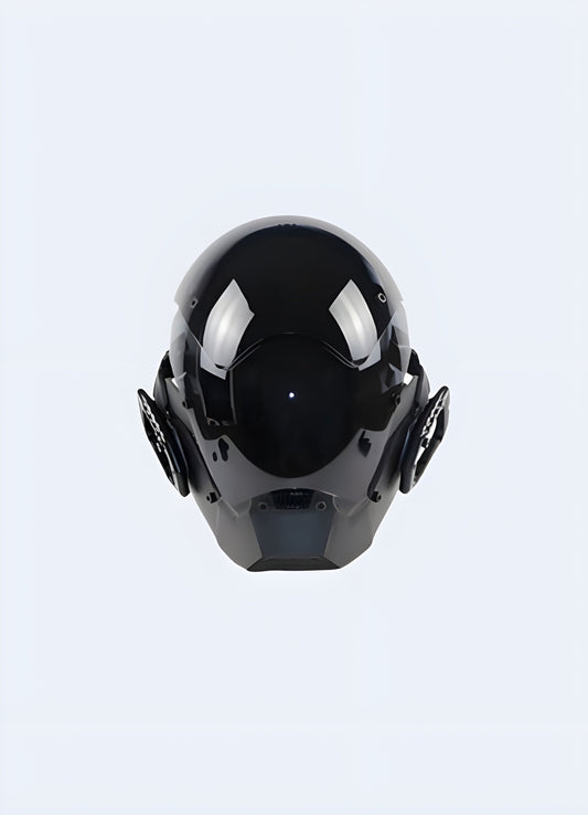 Techwear warcore helmet with intricate design, popular, showcasing modern urban style Canada.