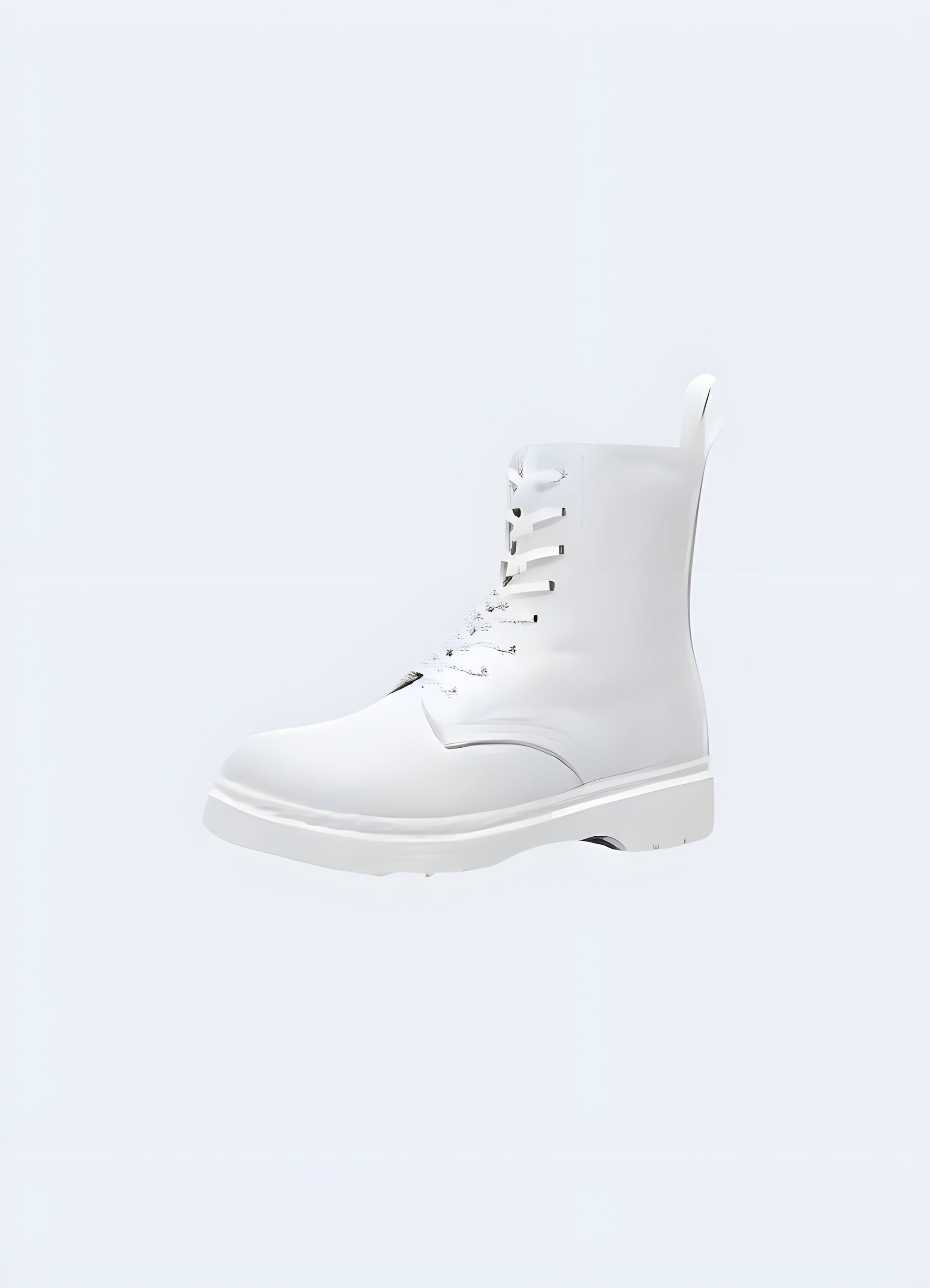 Techwear white leather boots offering a stylish and rugged look, perfect for adding an edgy touch to any outfit while providing durability and comfort.