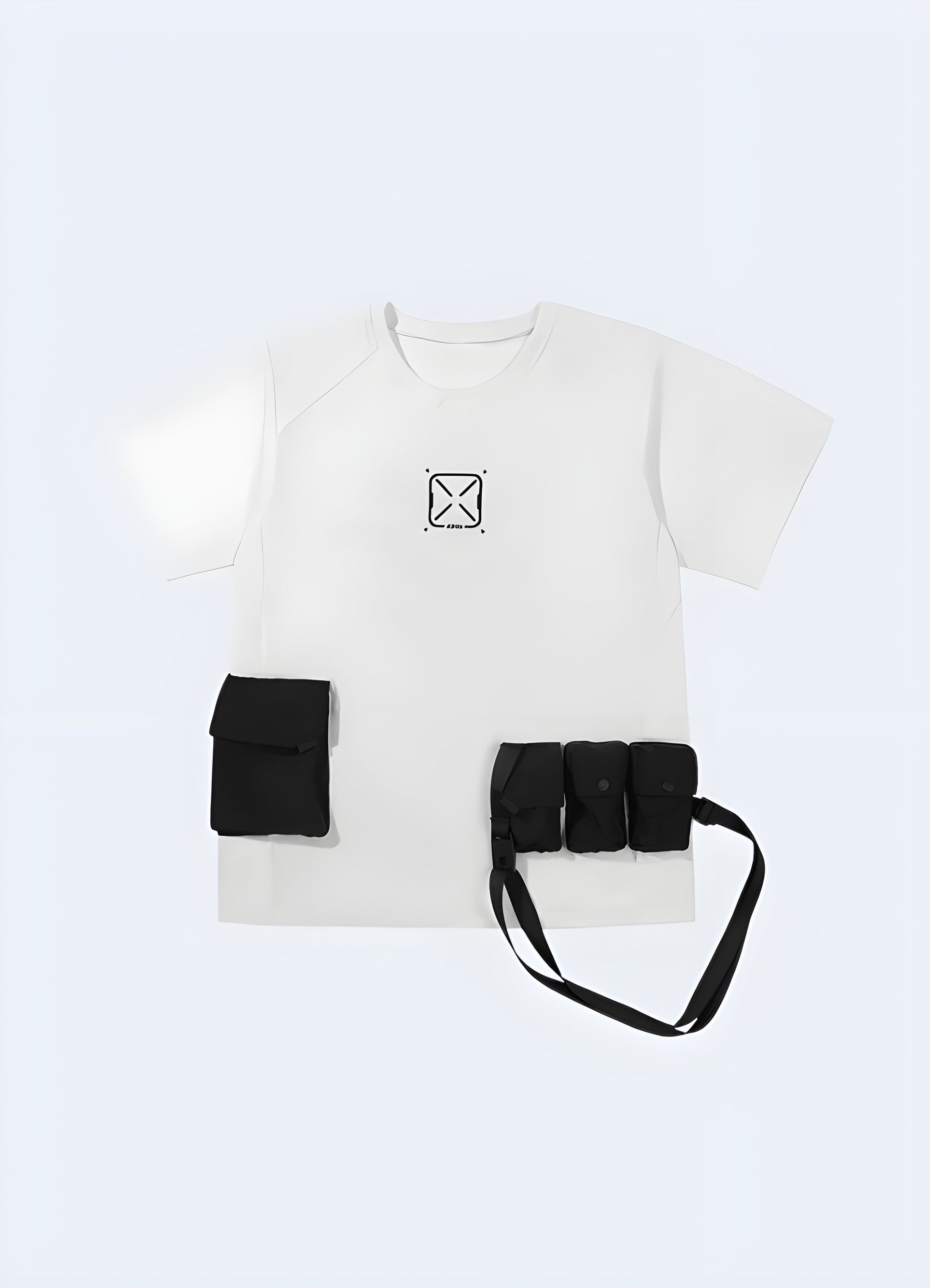 White techwear women's tactical shirt with pockets, adding a sleek touch to contemporary fashion in Canada.