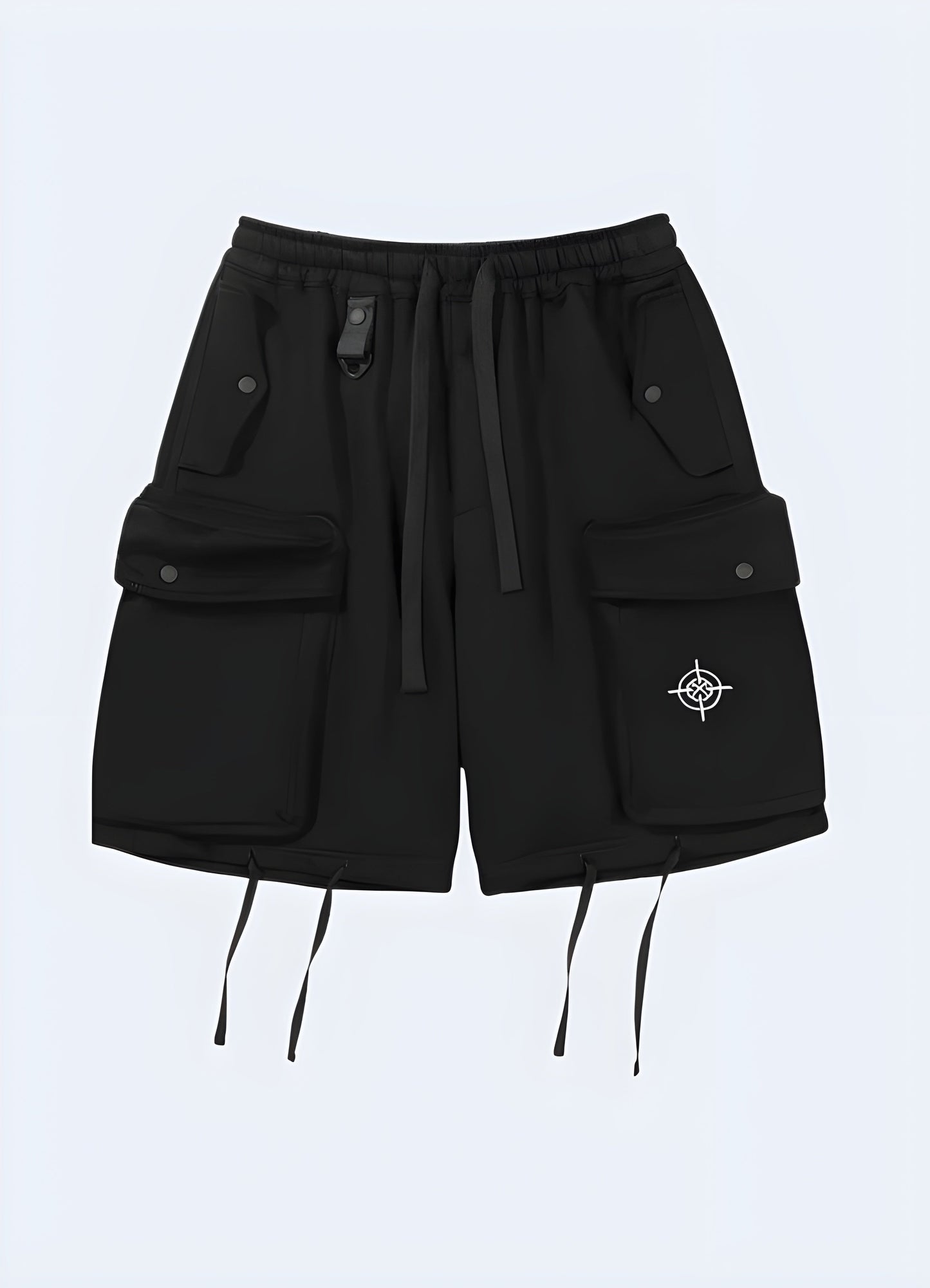 Versatile multi-pocket tie up techwear cargo shorts, perfect for outdoor adventures and everyday wear in the Canada.