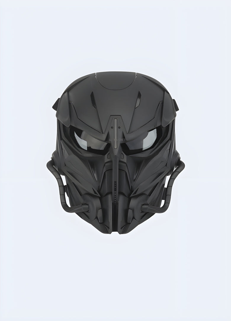 Embrace the intimidating aesthetics of battle with this warcore mask black Canada.