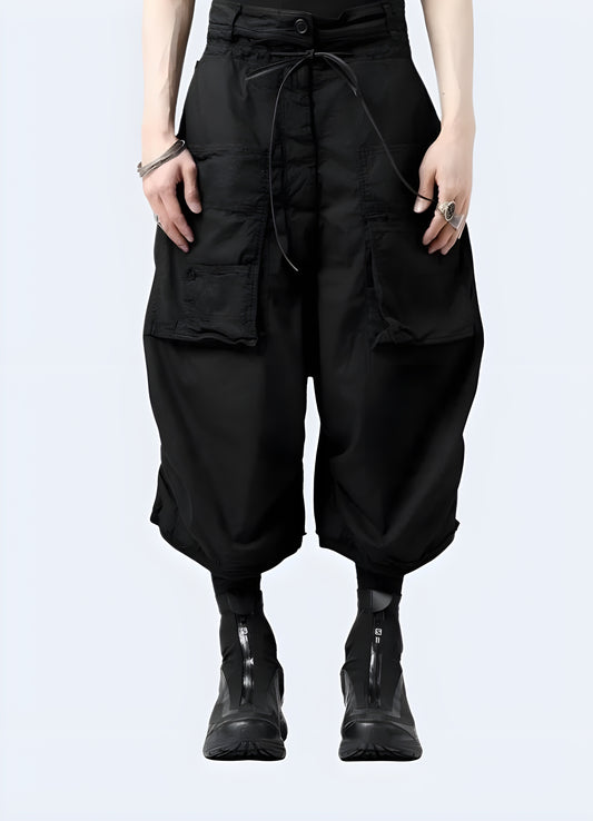 Durable waxed techwear Sarwell pants in black, offering superior protection and modern style, available in Canada.