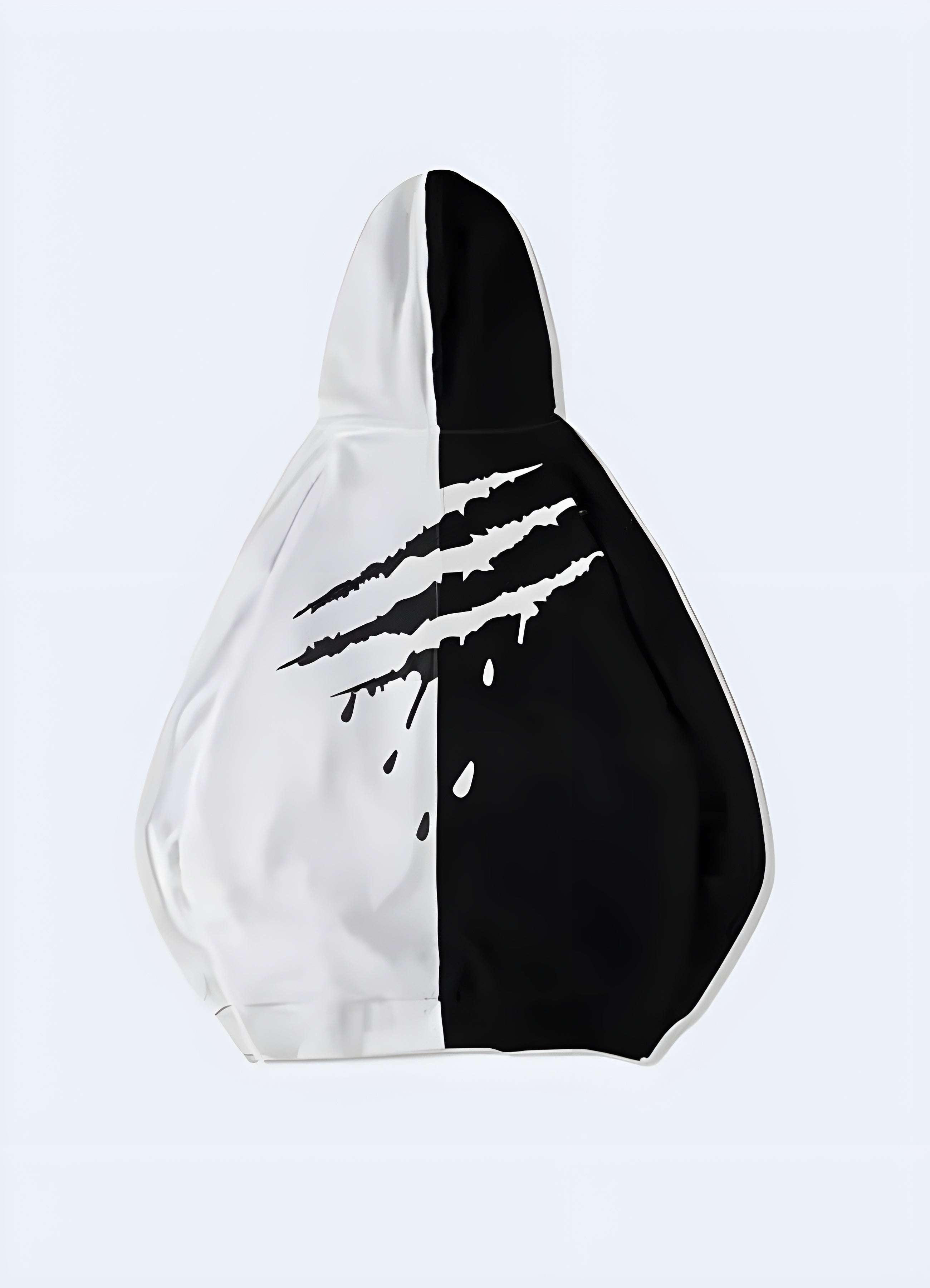 White and black split hoodie sale