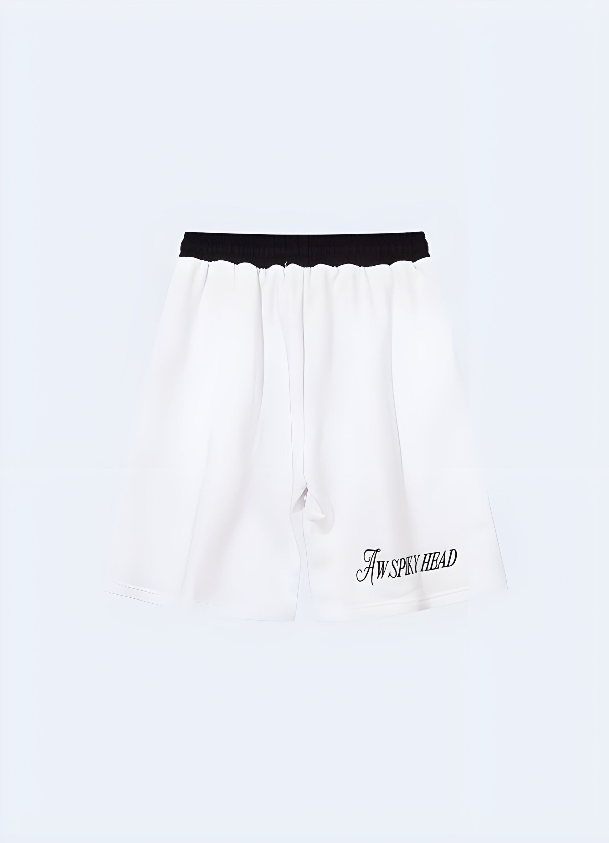 Back view of white goth shorts, highlighting the intricate details and high-quality construction, perfect for the alternative fashion scene Canada.