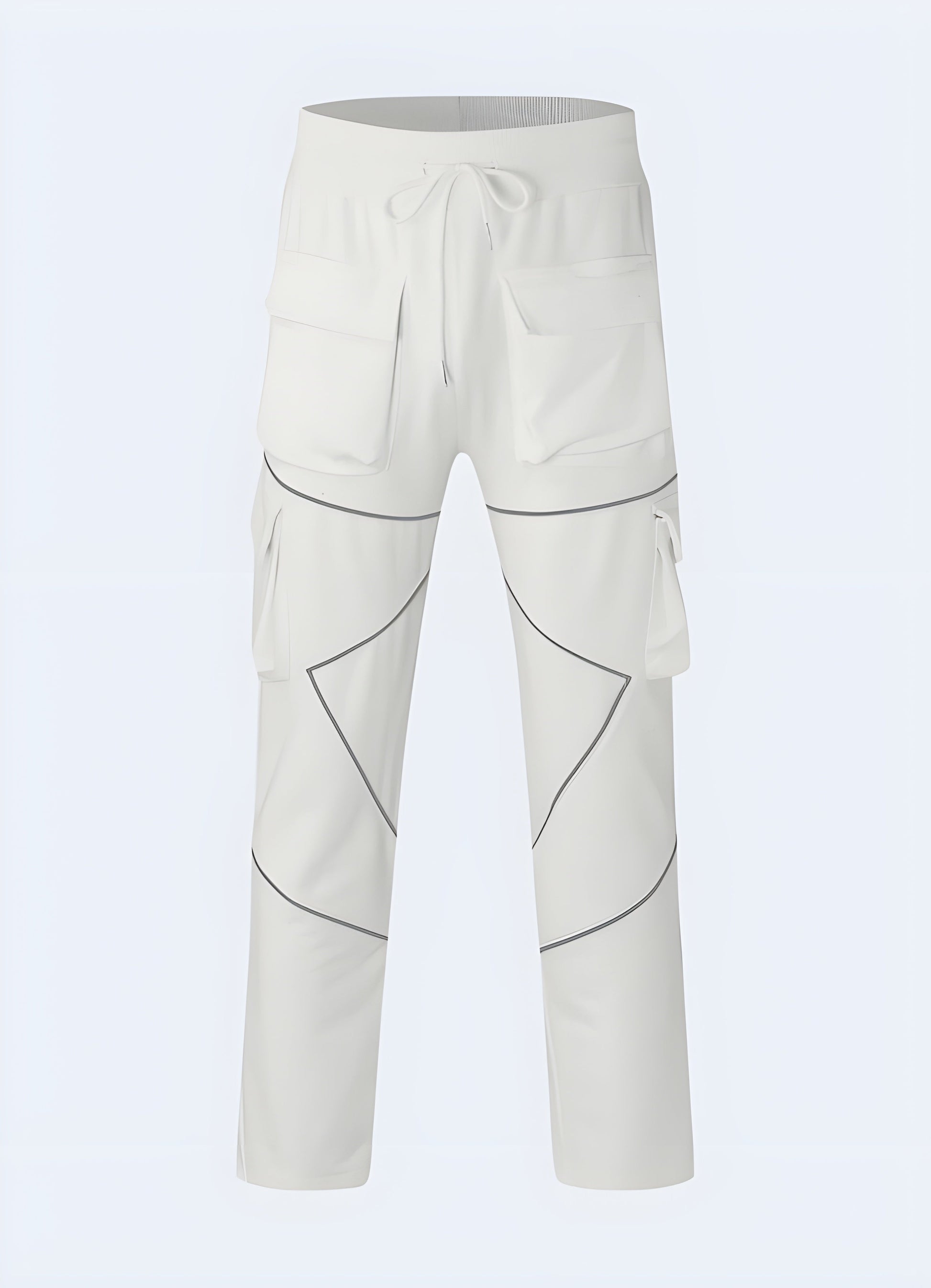 Front and side view of white tactical pants showcasing a modern fit, reinforced panels, and practical design, ideal for both urban and outdoor environments in Canada.  