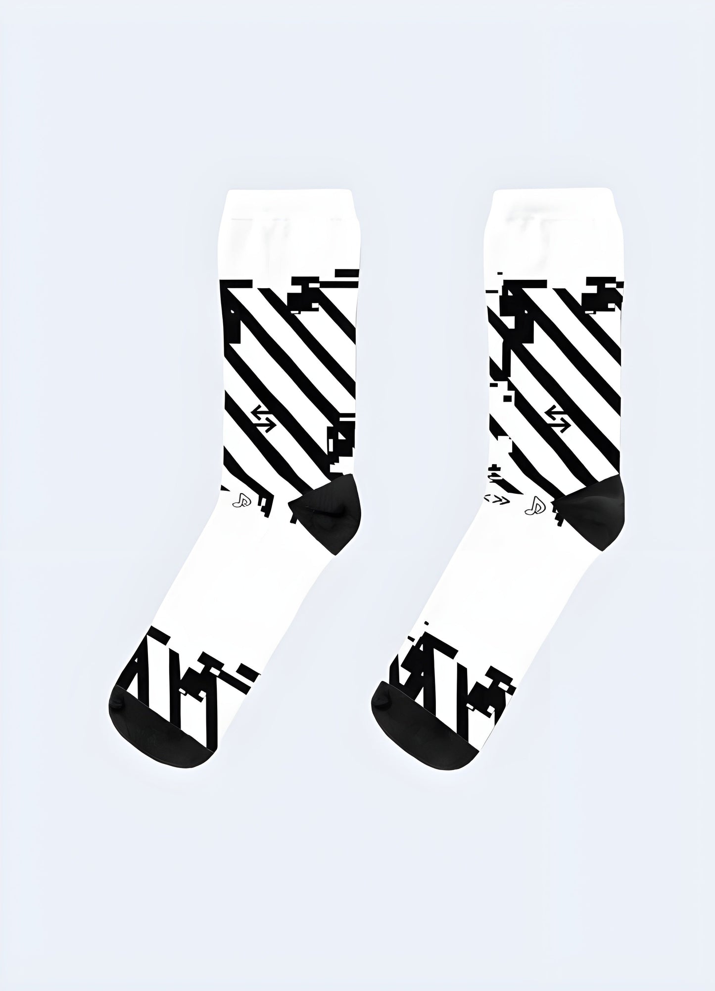 Futuristic white socks with a sleek, tech-inspired design, perfect for the modern urban adventurer Canada.