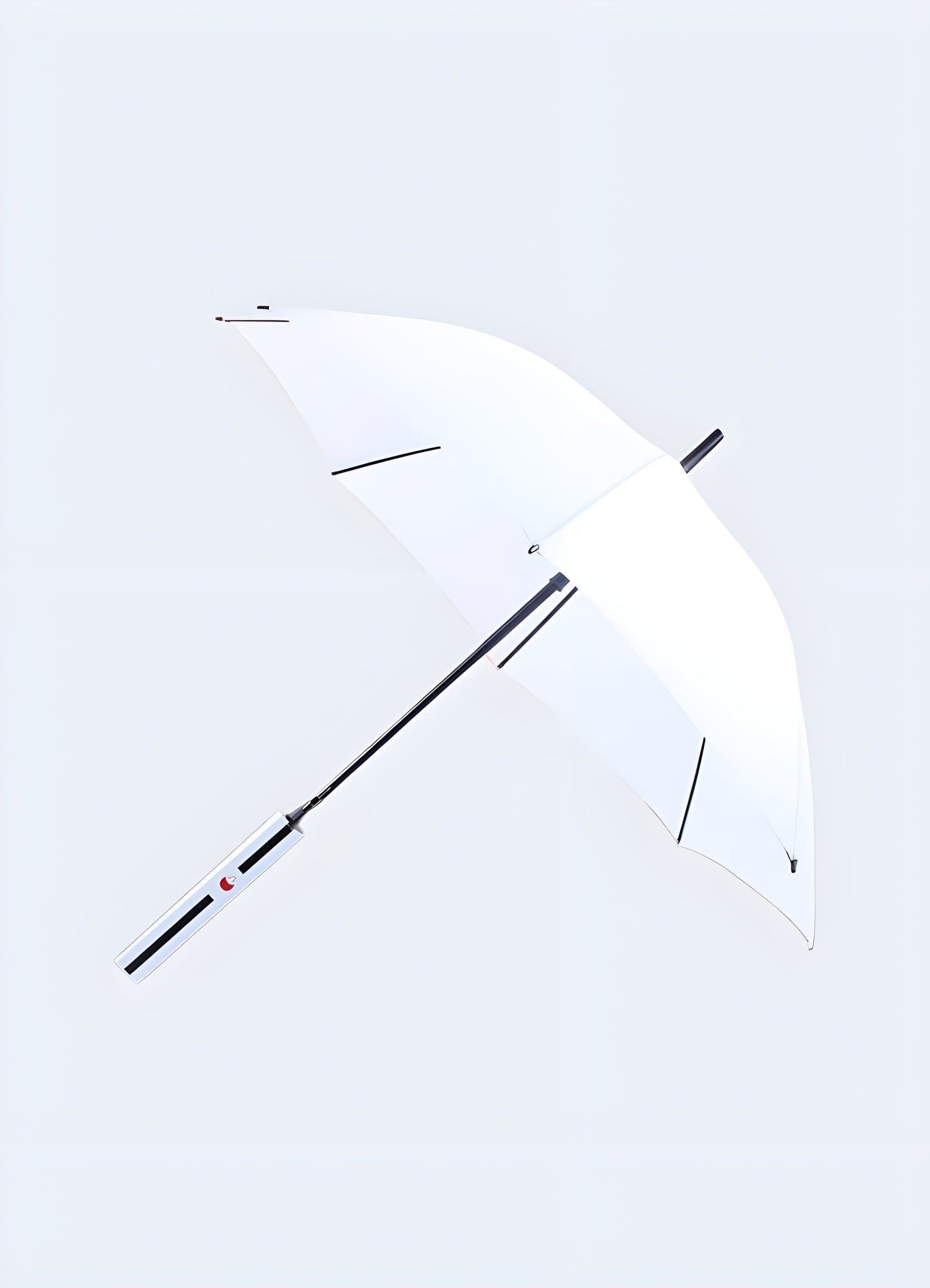 A model view of the white umbrella-style katana, demonstrating its overall design and structure. The umbrella is positioned to highlight Canada.