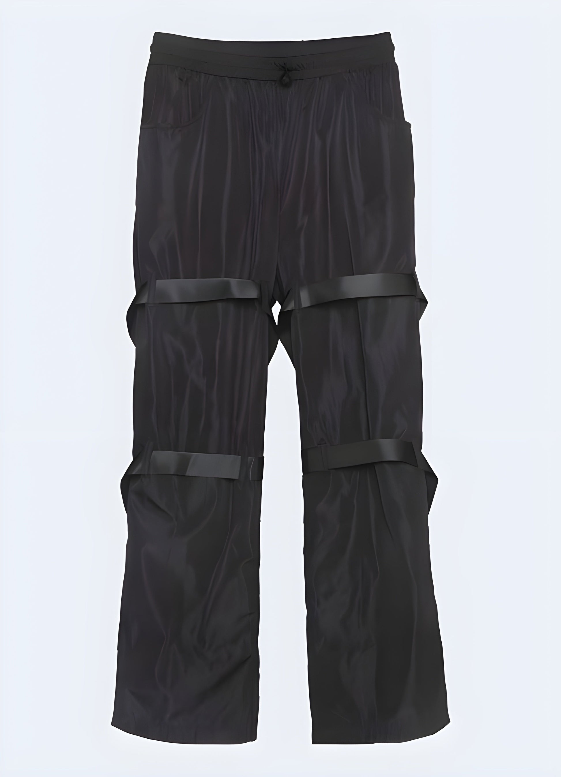 Rear view of a model sporting trendy wide-leg cargo pants, showcasing the relaxed fit and practical pockets.