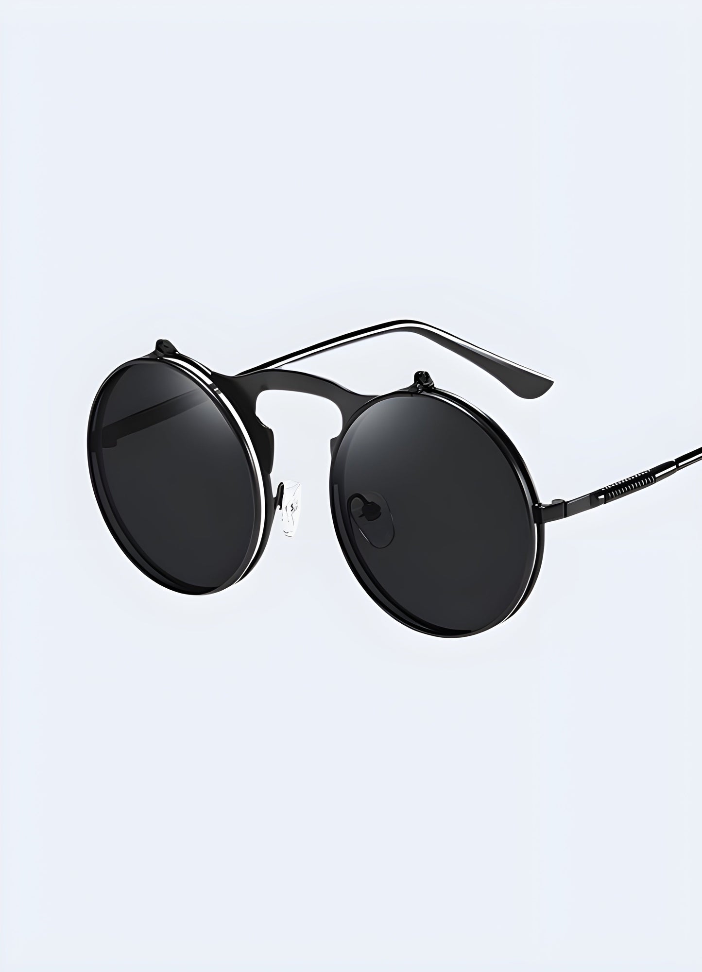 A front-side view of black wild west sunglasses, showcasing their sleek and classic design Canada.