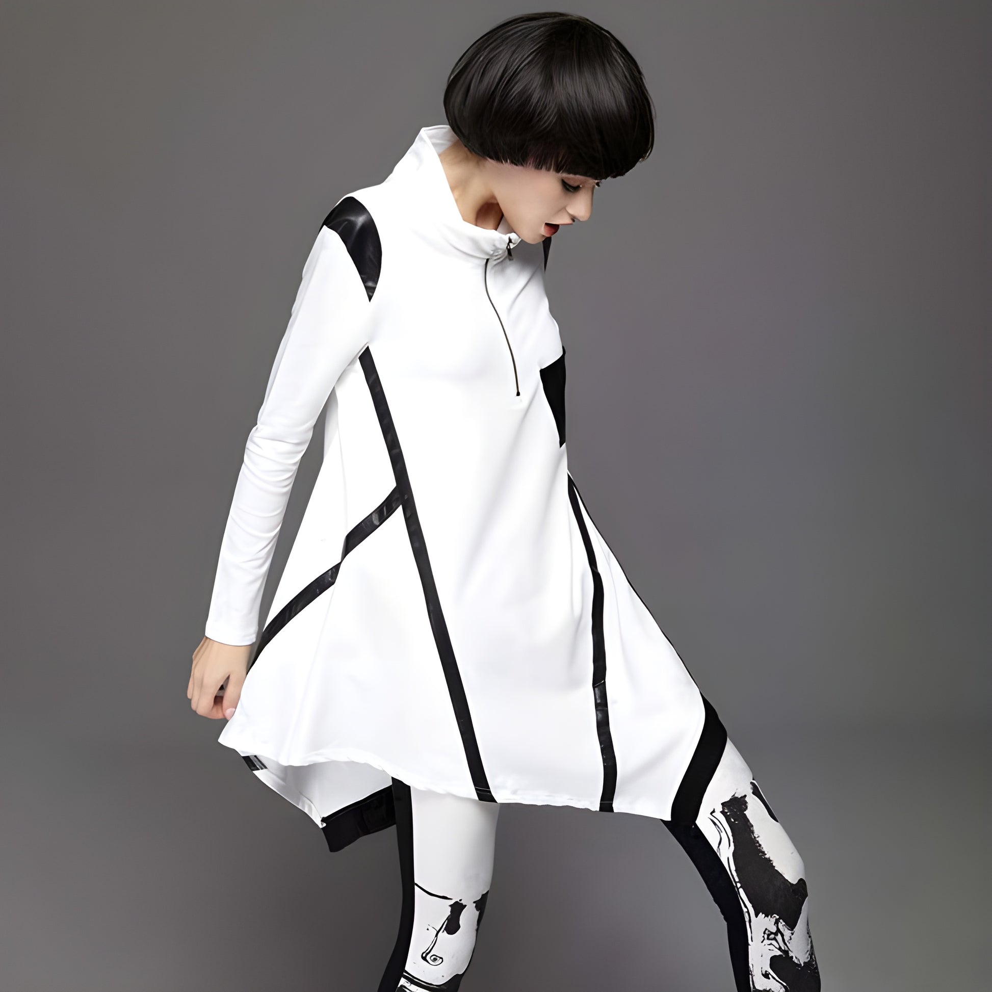 Women Futuristic Dress Sweater White – Techwear Canada