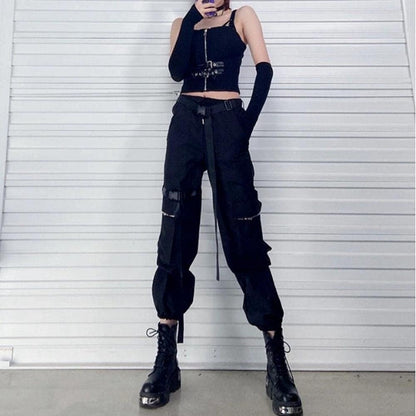 Model view of a woman wearing cargo pants with techwear features, showcasing the perfect blend of functionality and style in Canada fashion.