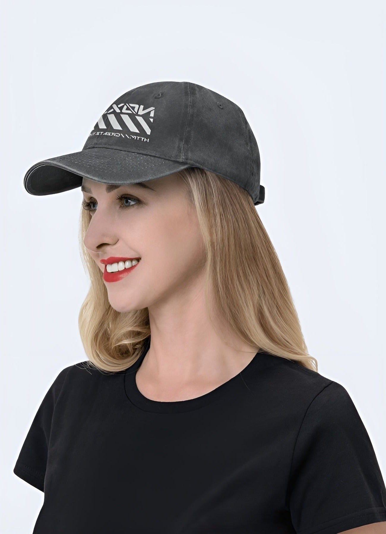 The cap features futuristic design elements, such as metallic accents and bold graphics.