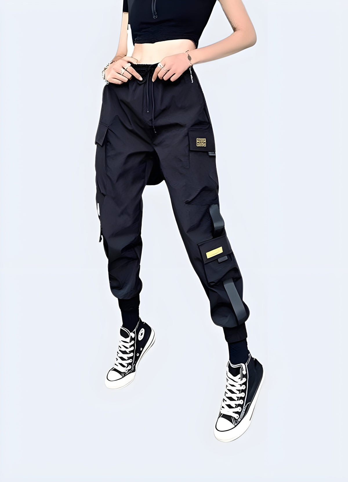 Back view of women's tactical cargo pants showing the waist and leg line