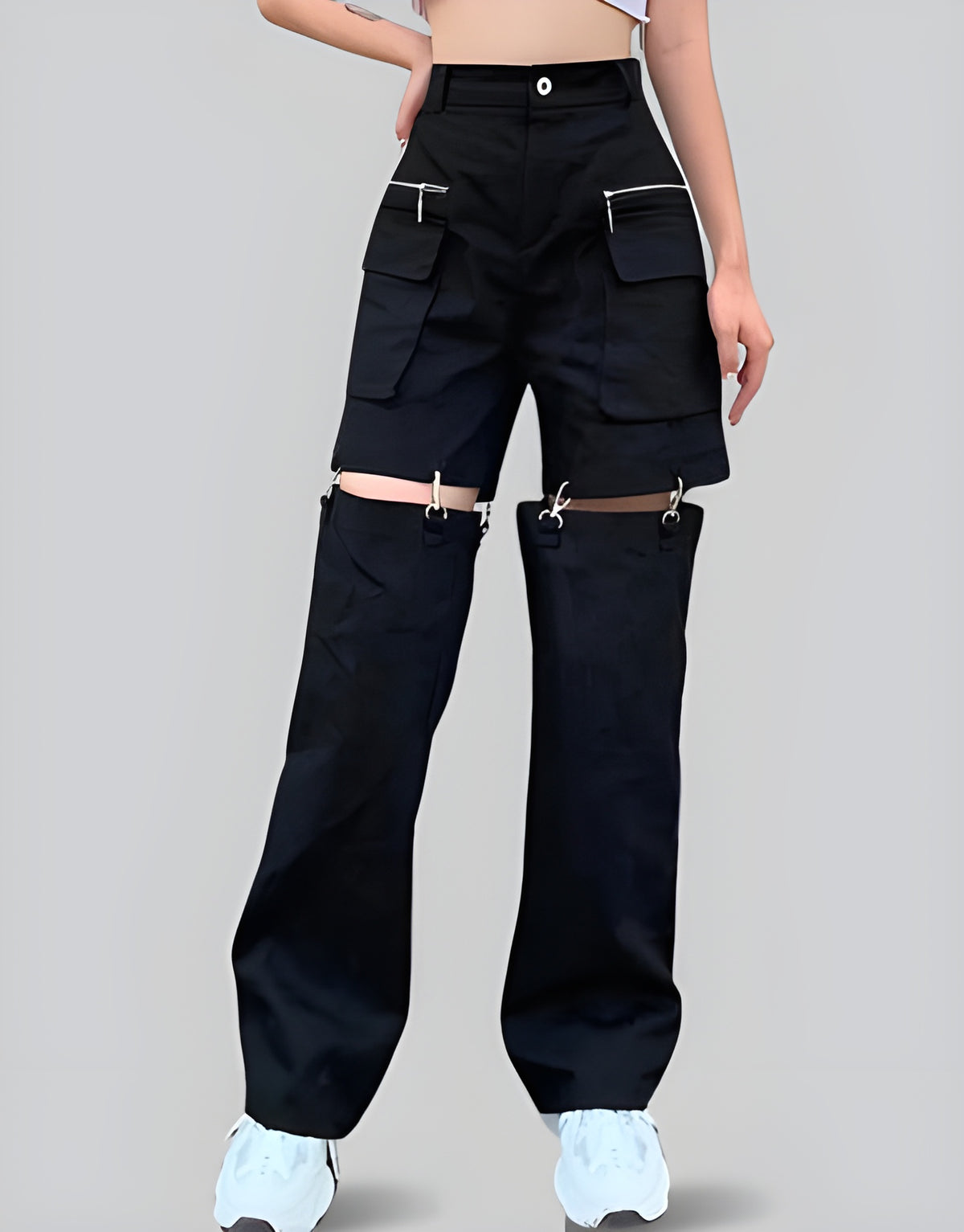 Women's detachable cargo pants with the legs removed, shown in the shorts configuration