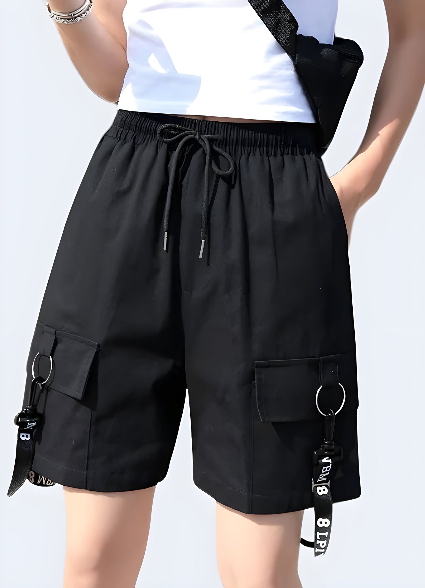 Womens techwear cargo shorts, featuring a sleek and modern design, perfect for urban exploration and outdoor activities in the Canada.