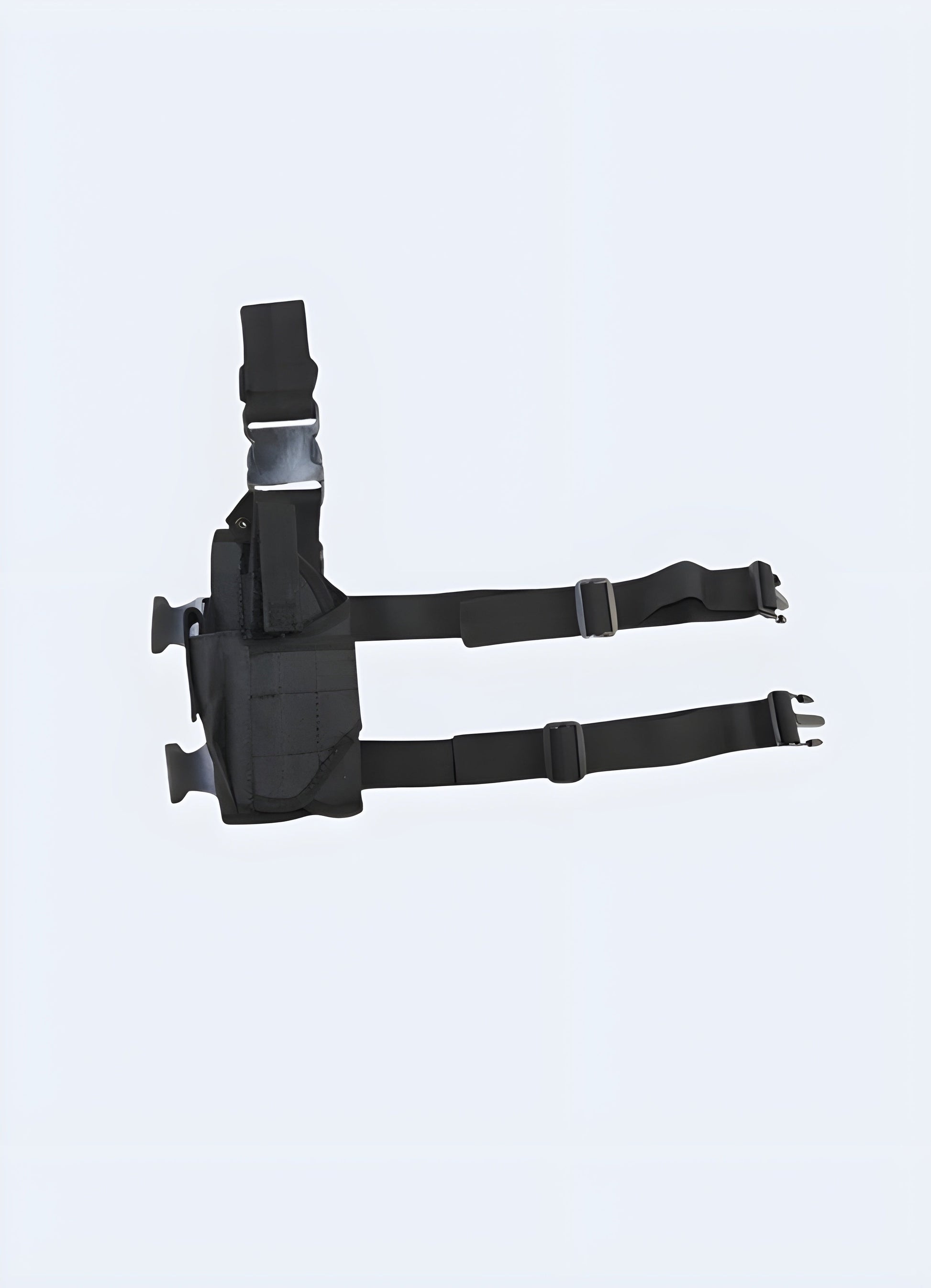 Full front view of a tactical leg bag, featuring multiple pockets, adjustable straps, and a rugged design for utility and durability Canada.