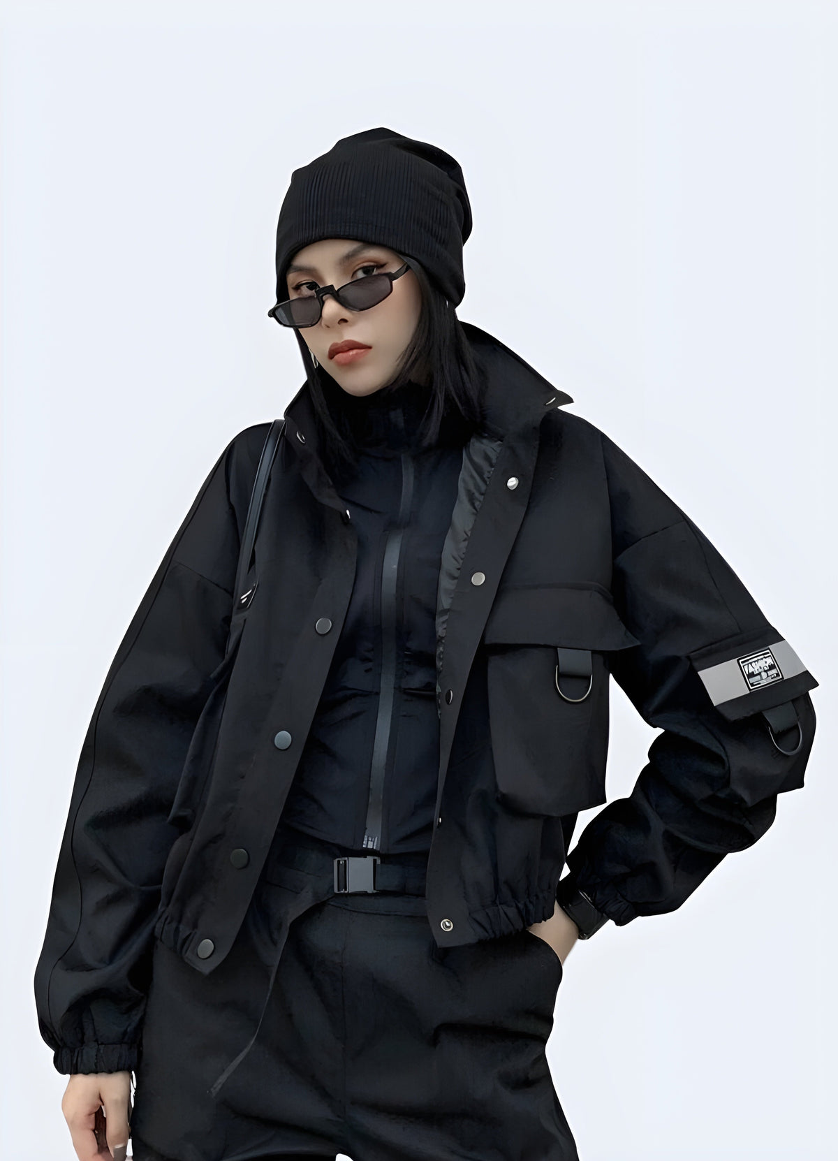 Techwear Black Tactical Bomber Women – Techwear Canada