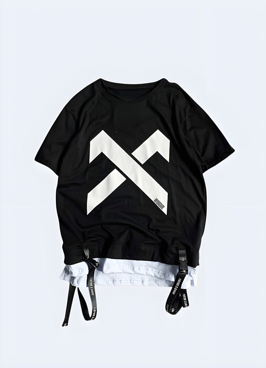 Sleek black t-shirt with a bold X graphic, perfect for making a statement with your style in the canada.